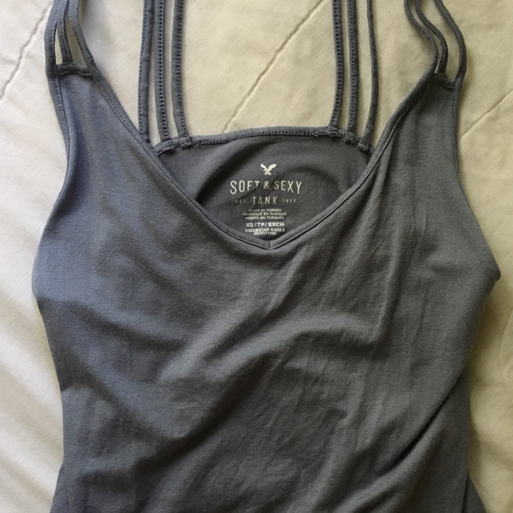 AEO braided blue tank